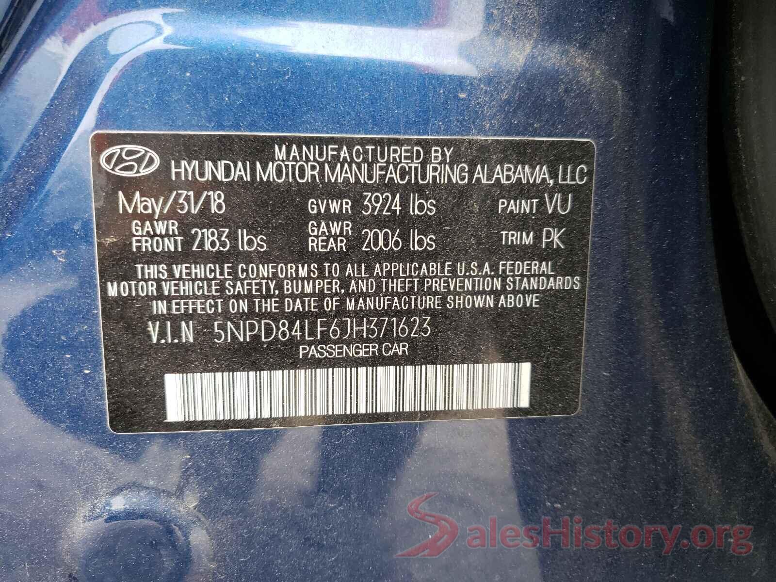 5NPD84LF6JH371623 2018 HYUNDAI ELANTRA