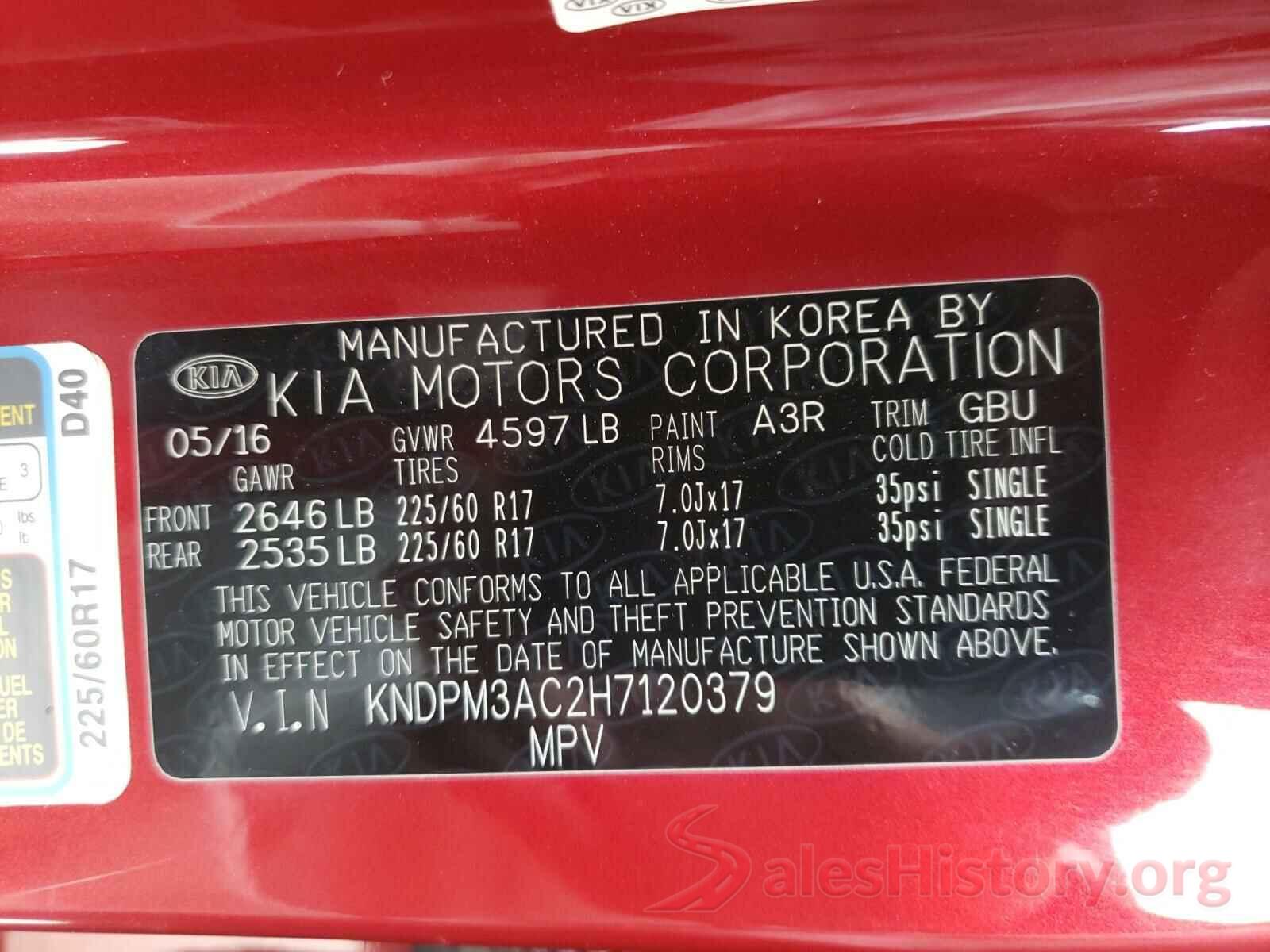 KNDPM3AC2H7120379 2017 KIA SPORTAGE