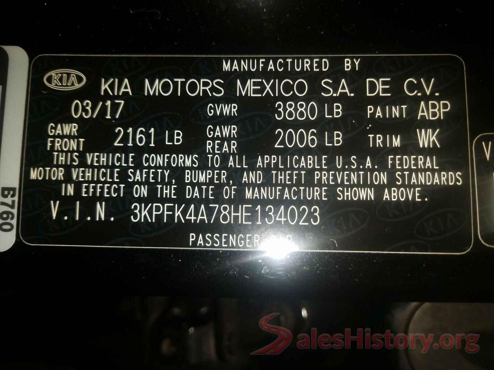 3KPFK4A78HE134023 2017 KIA FORTE