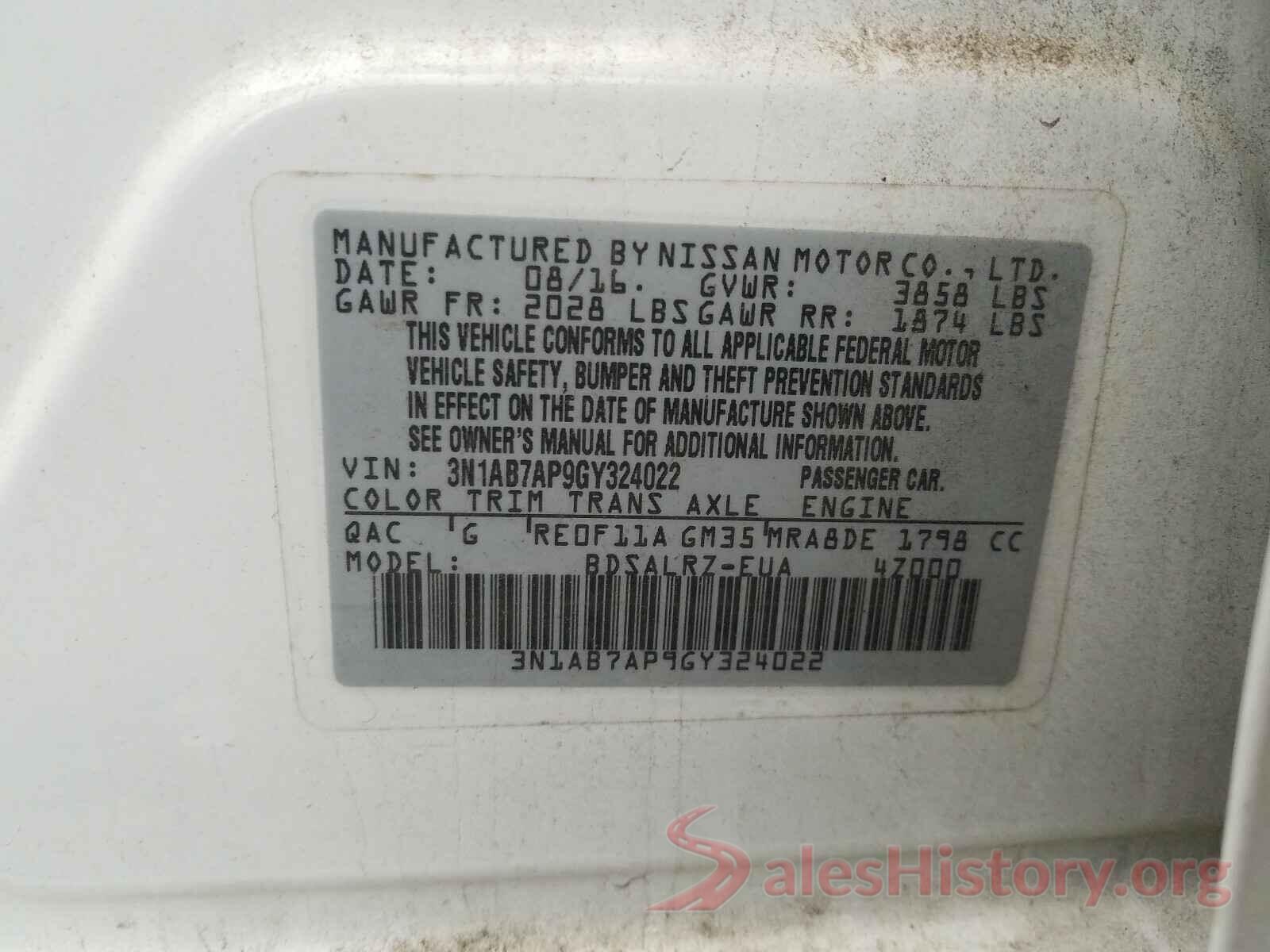 3N1AB7AP9GY324022 2016 NISSAN SENTRA