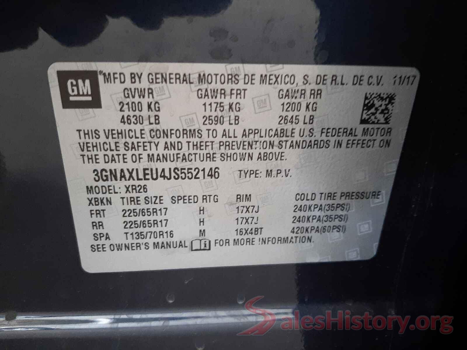 3GNAXLEU4JS552146 2018 CHEVROLET EQUINOX