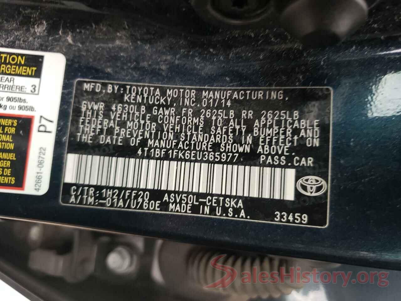 4T1BF1FK6EU365977 2014 TOYOTA CAMRY