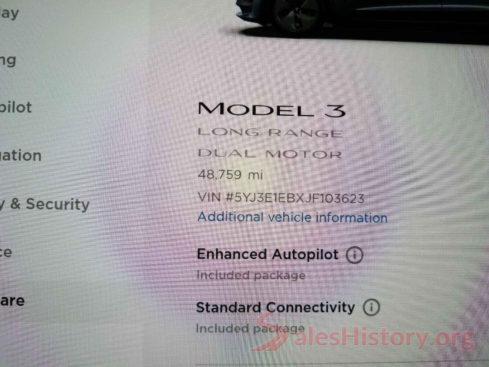 5YJ3E1EBXJF103623 2018 TESLA MODEL 3