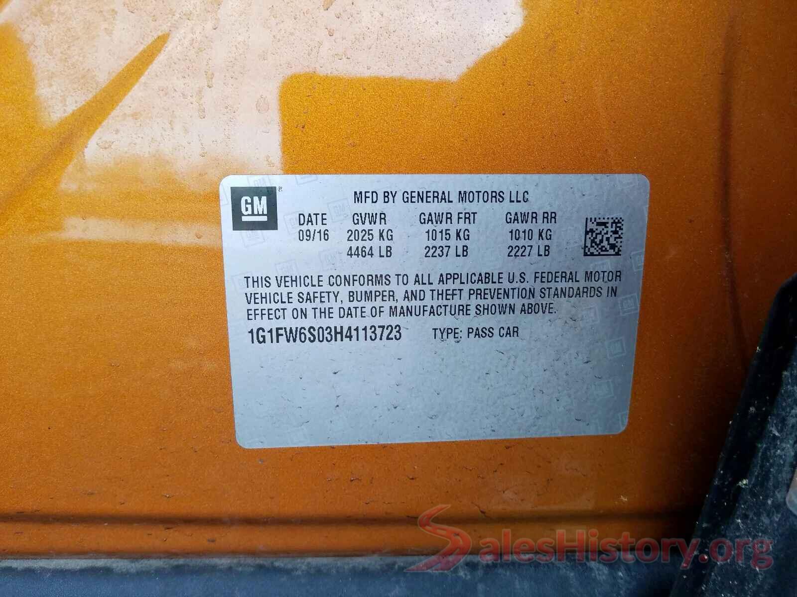 1G1FW6S03H4113723 2017 CHEVROLET BOLT