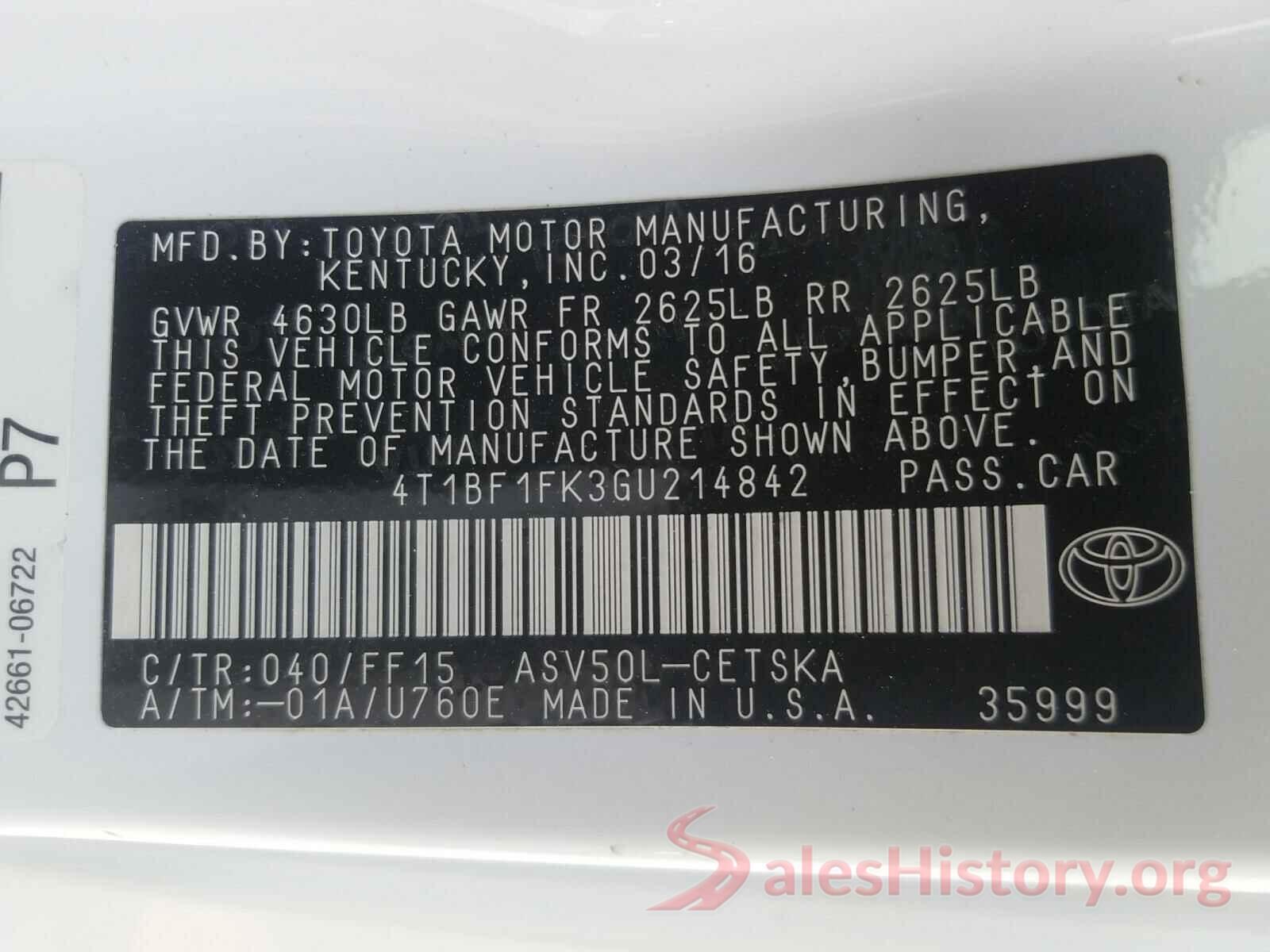 4T1BF1FK3GU214842 2016 TOYOTA CAMRY