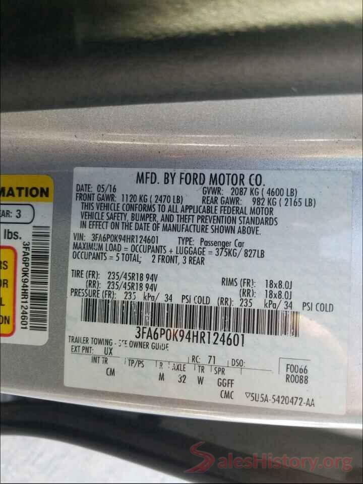 3FA6P0K94HR124601 2017 FORD FUSION