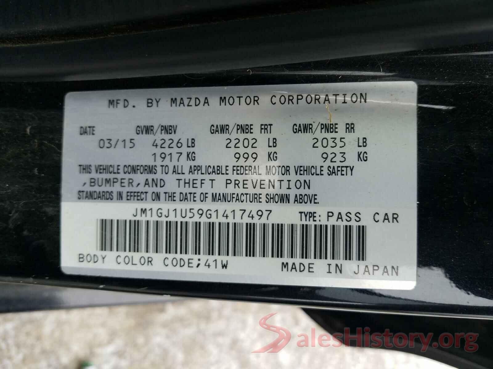 JM1GJ1U59G1417497 2016 MAZDA 6