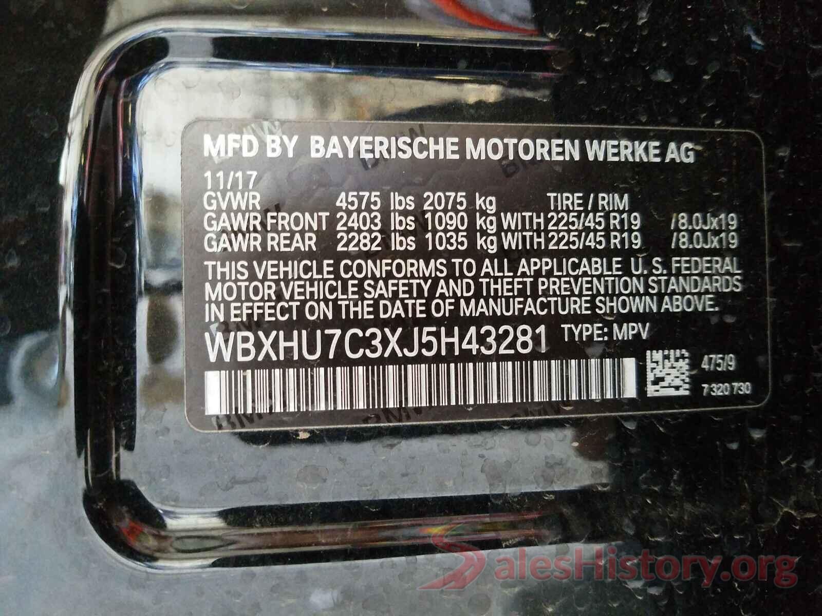 WBXHU7C3XJ5H43281 2018 BMW X1