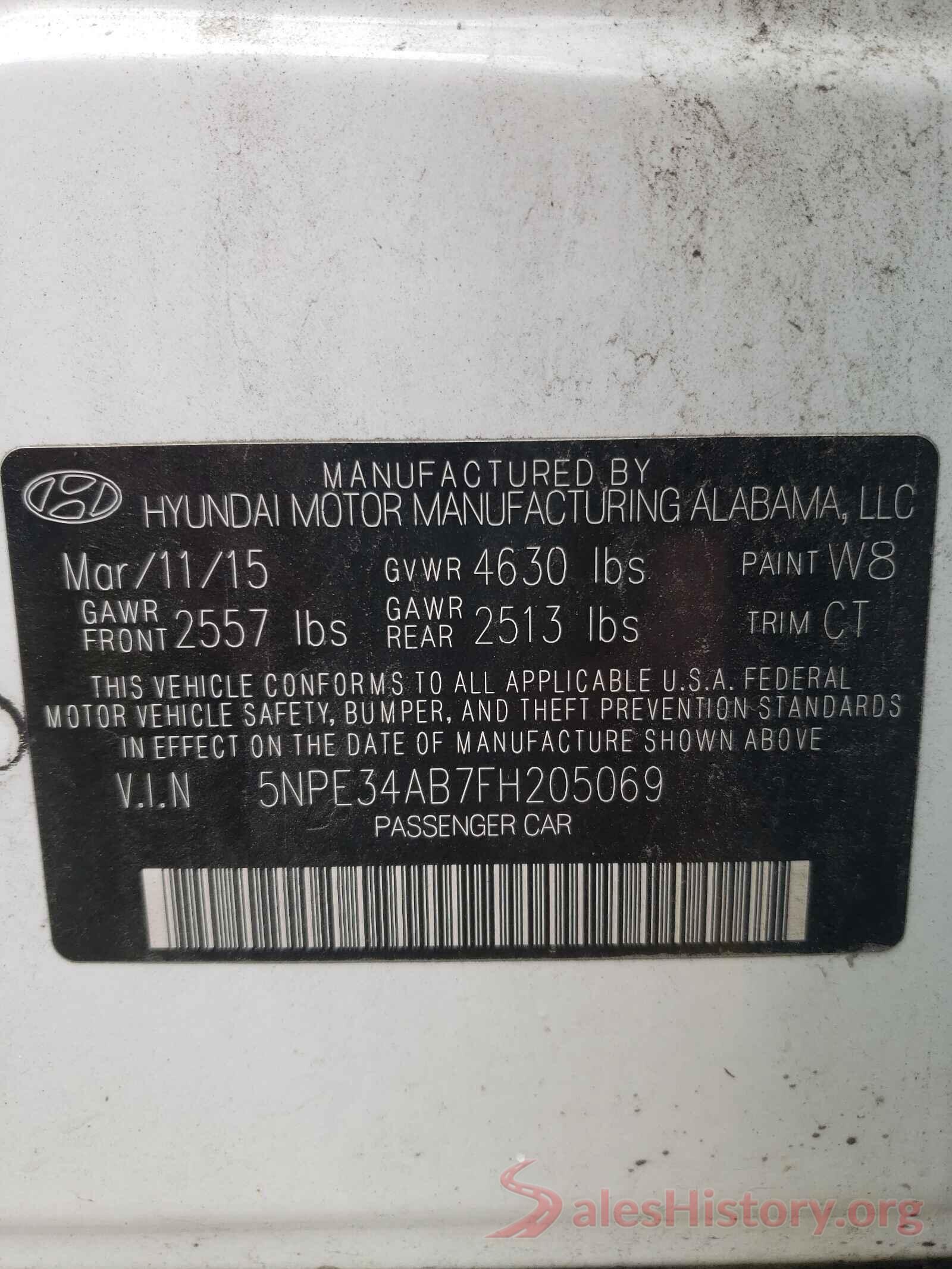 5NPE34AB7FH205069 2015 HYUNDAI SONATA