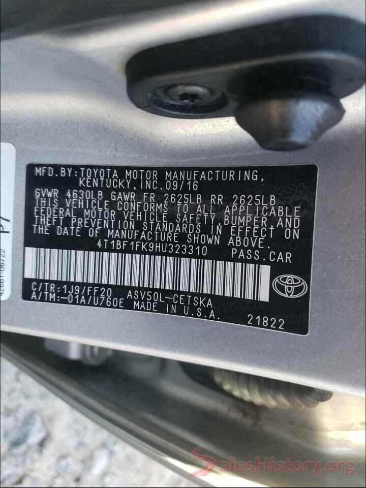 4T1BF1FK9HU323310 2017 TOYOTA CAMRY