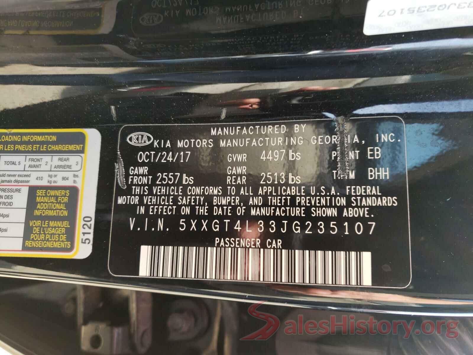 5XXGT4L33JG235107 2018 KIA OPTIMA