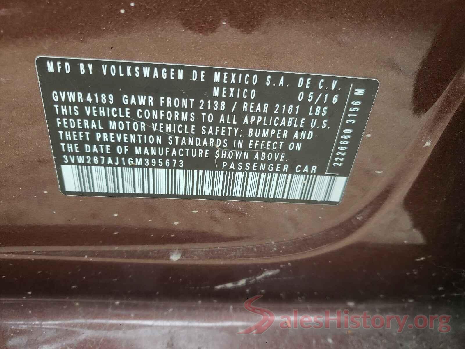 3VW267AJ1GM395673 2016 VOLKSWAGEN JETTA