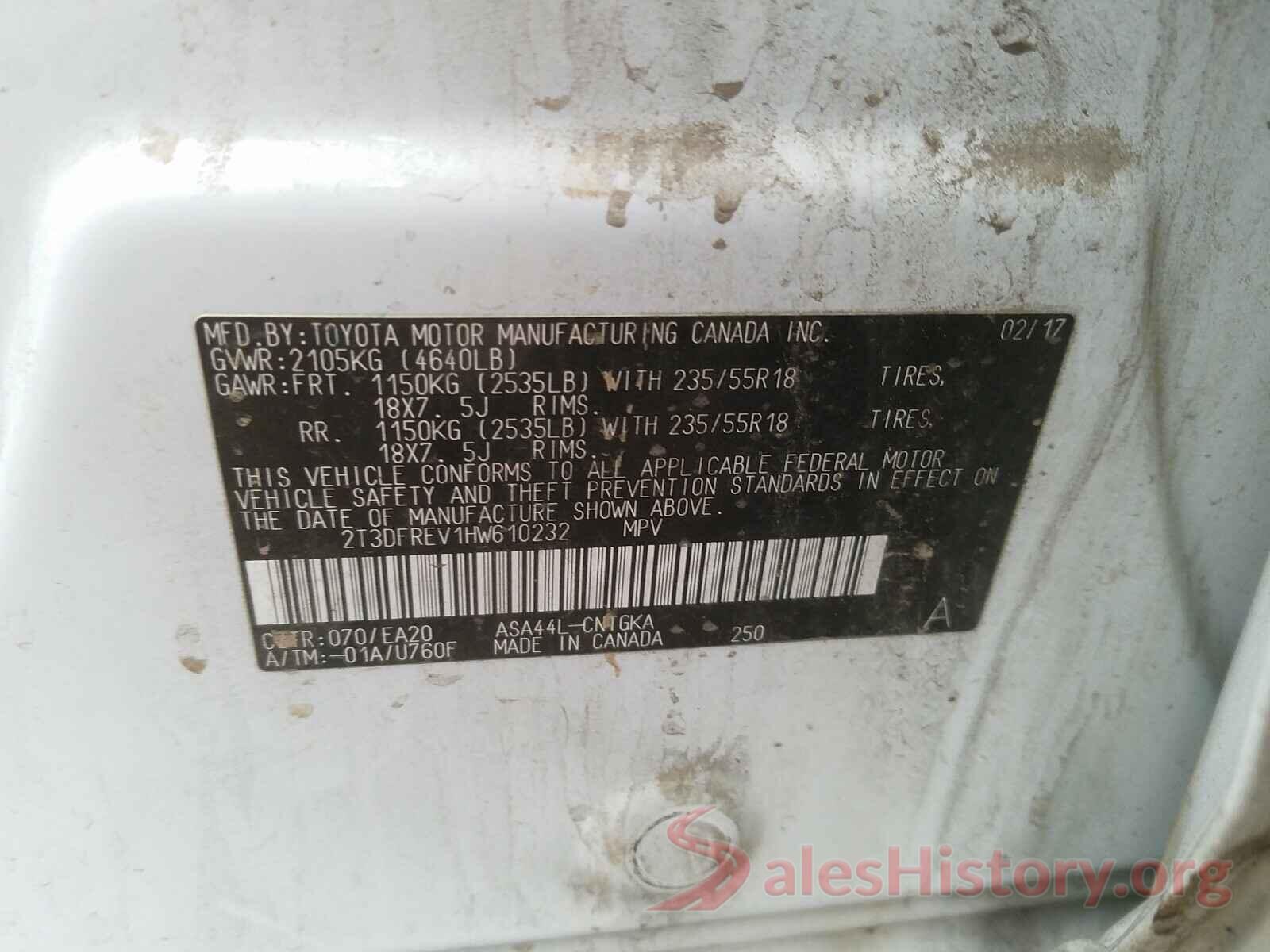 2T3DFREV1HW610232 2017 TOYOTA RAV4