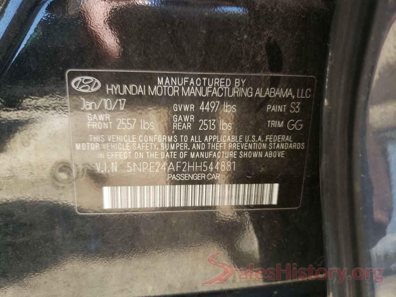 5NPE24AF2HH544881 2017 HYUNDAI SONATA