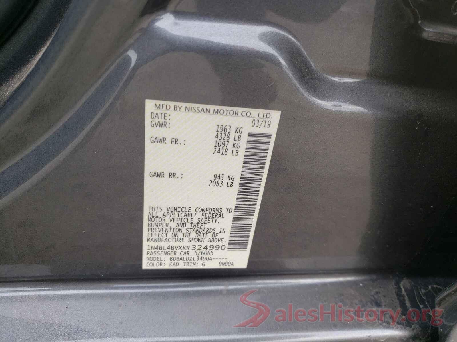 1N4BL4BVXKN324990 2019 NISSAN ALTIMA