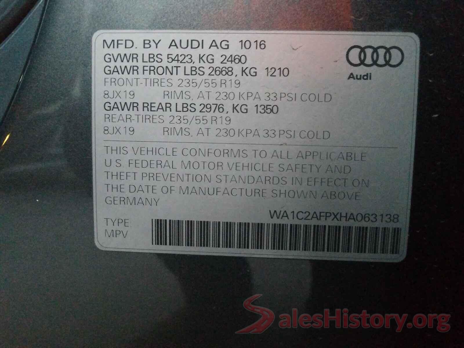 WA1C2AFPXHA063138 2017 AUDI Q5