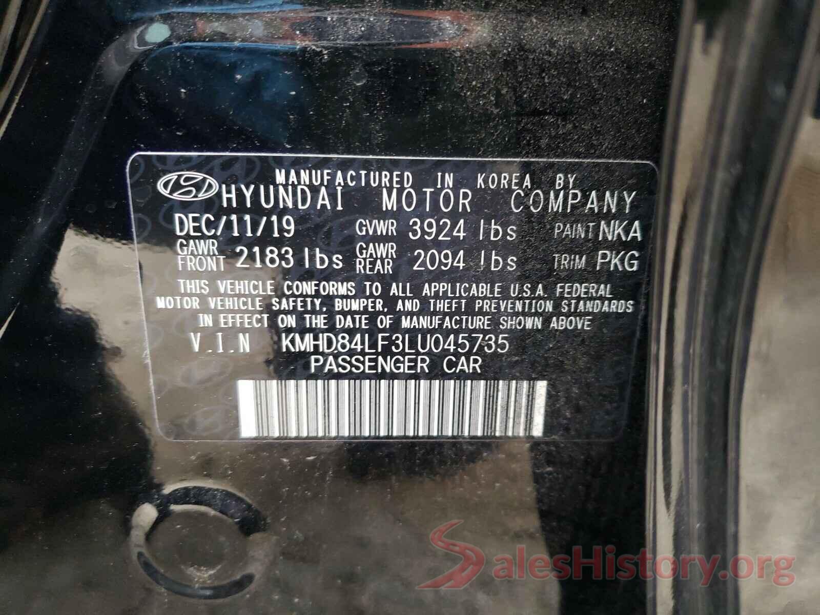 KMHD84LF3LU045735 2020 HYUNDAI ELANTRA