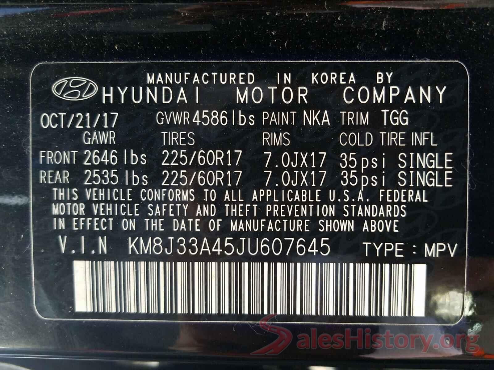 KM8J33A45JU607645 2018 HYUNDAI TUCSON