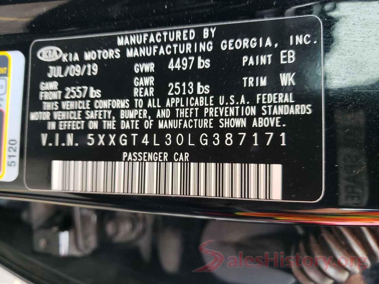 5XXGT4L30LG387171 2020 KIA OPTIMA