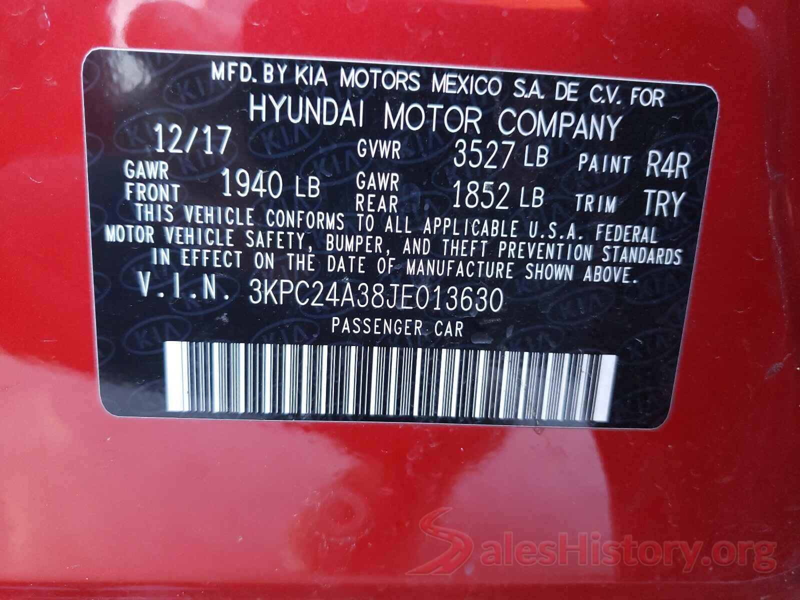 3KPC24A38JE013630 2018 HYUNDAI ACCENT