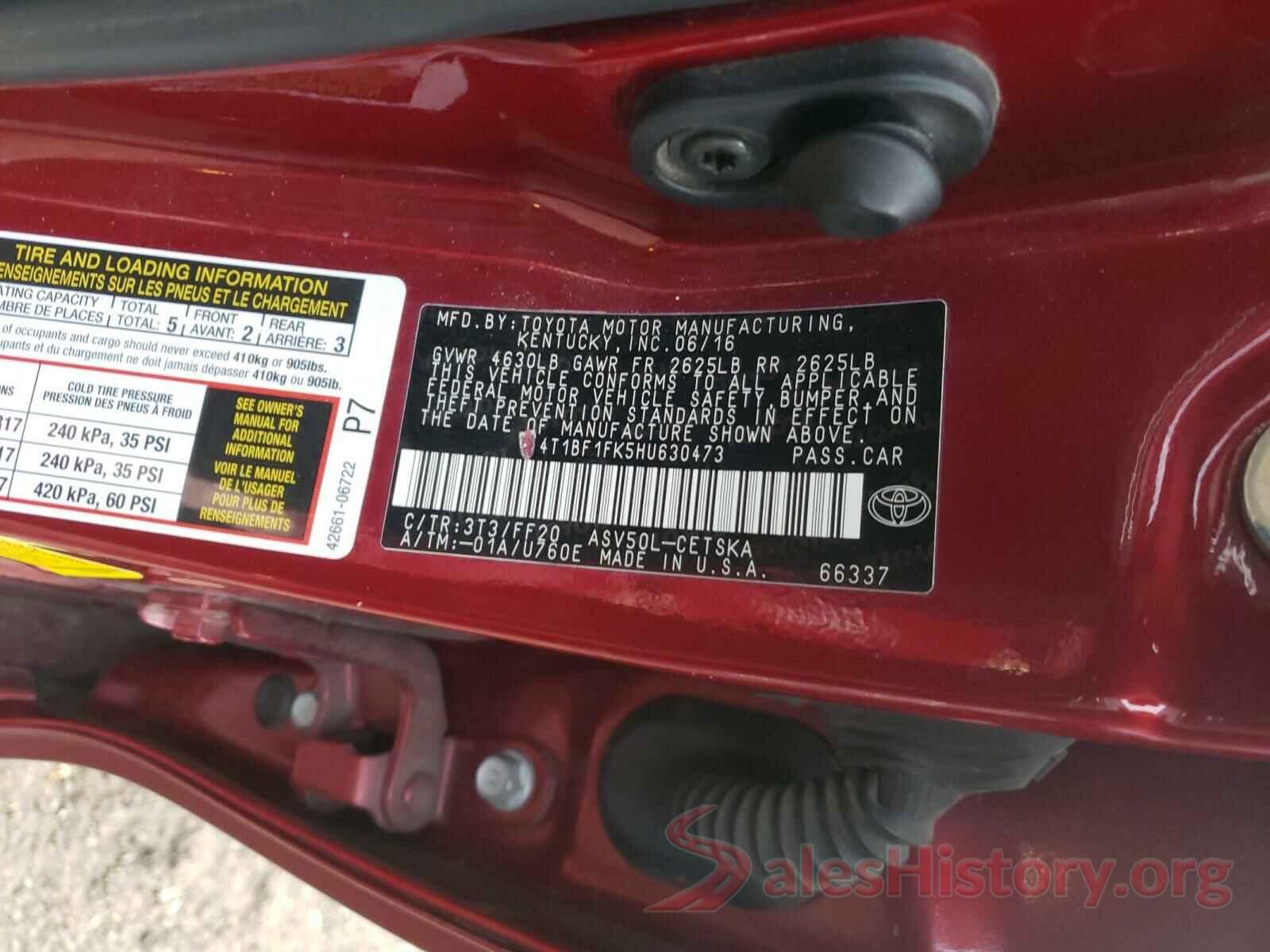 4T1BF1FK5HU630473 2017 TOYOTA CAMRY