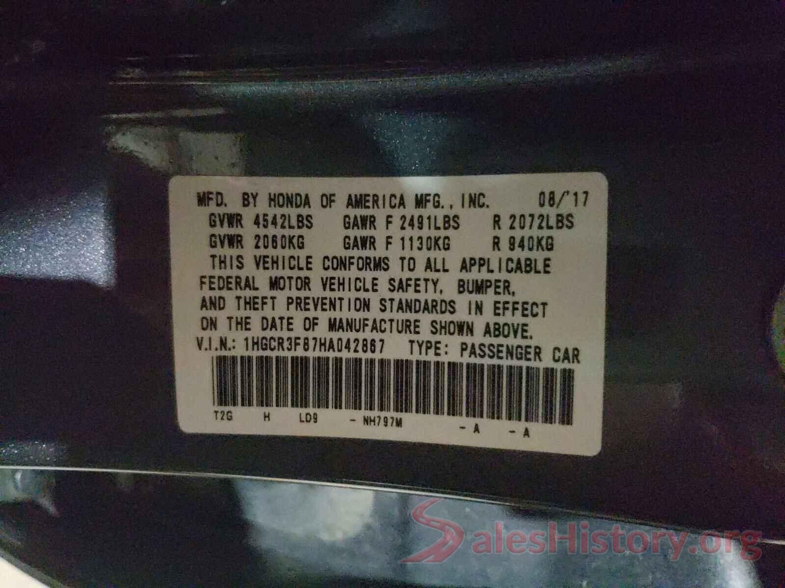 1HGCR3F87HA042867 2017 HONDA ACCORD