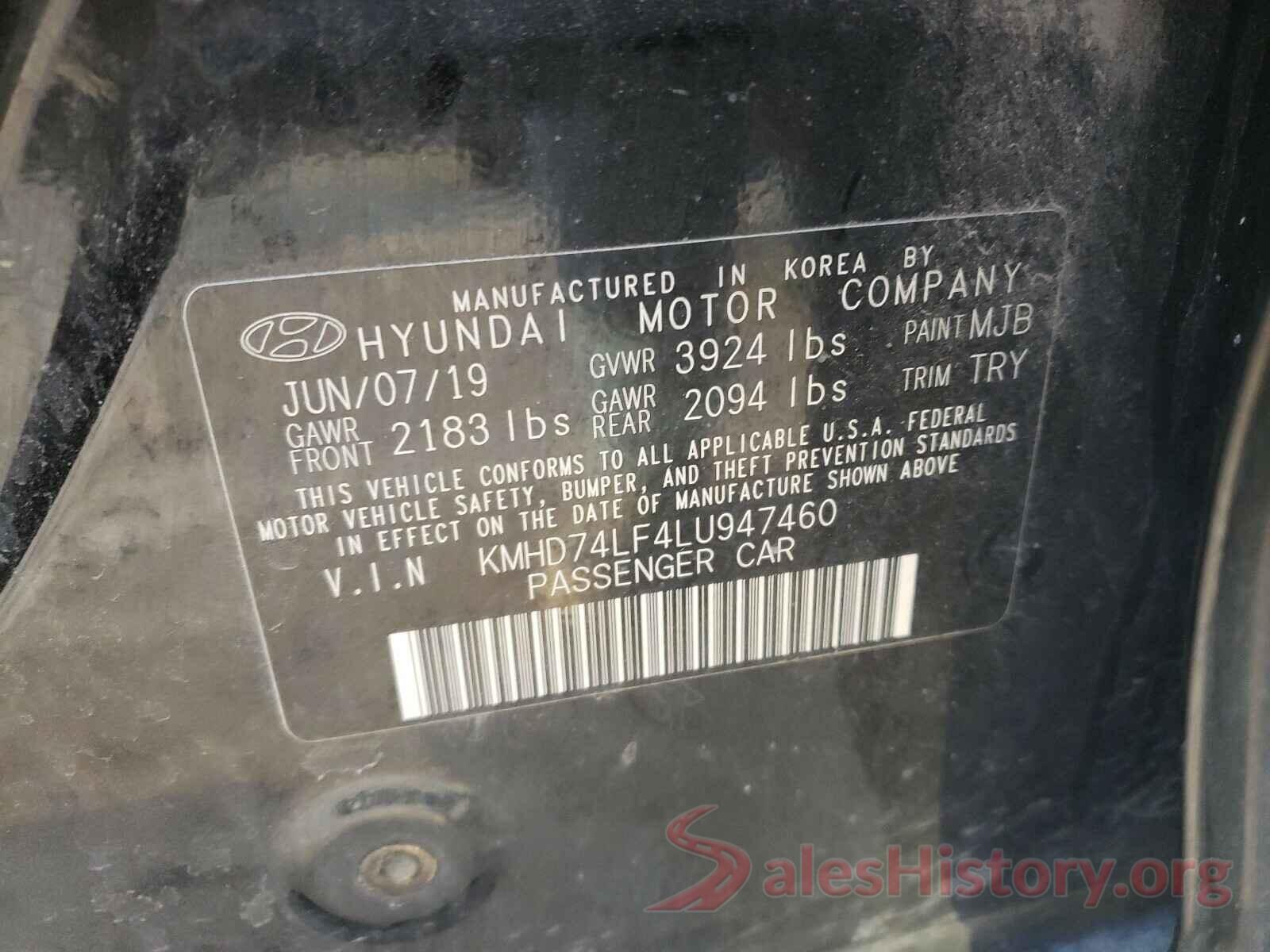 KMHD74LF4LU947460 2020 HYUNDAI ELANTRA