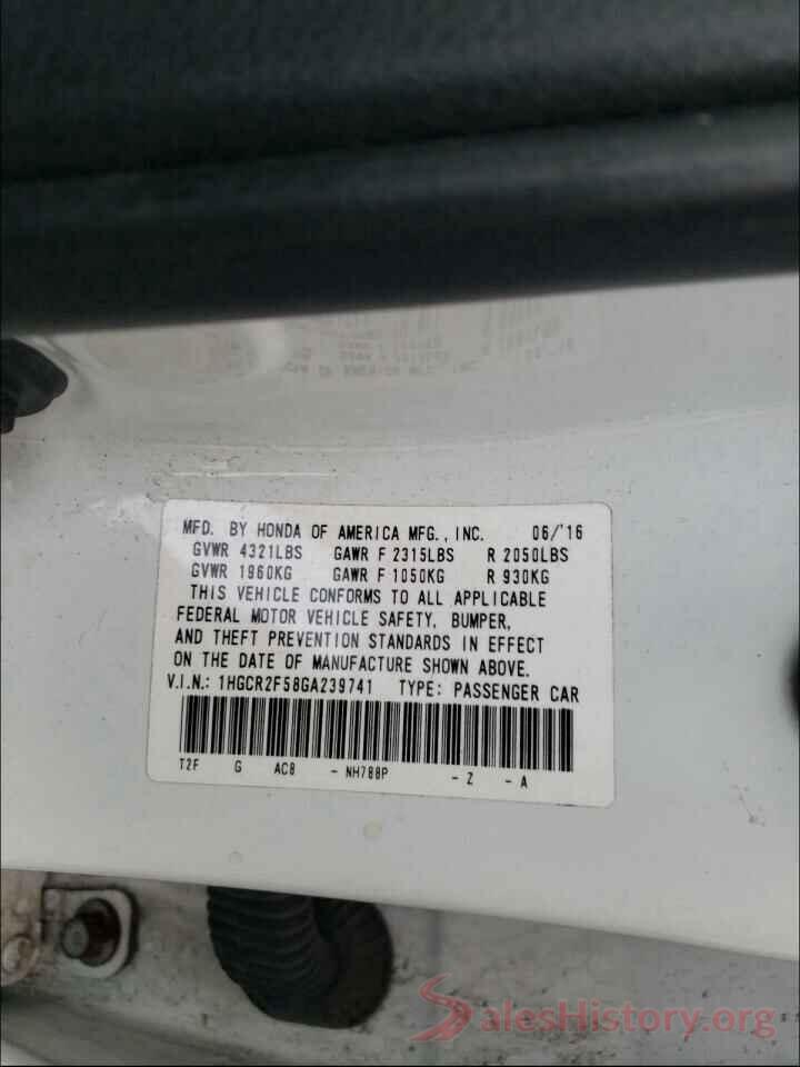 1HGCR2F58GA239741 2016 HONDA ACCORD