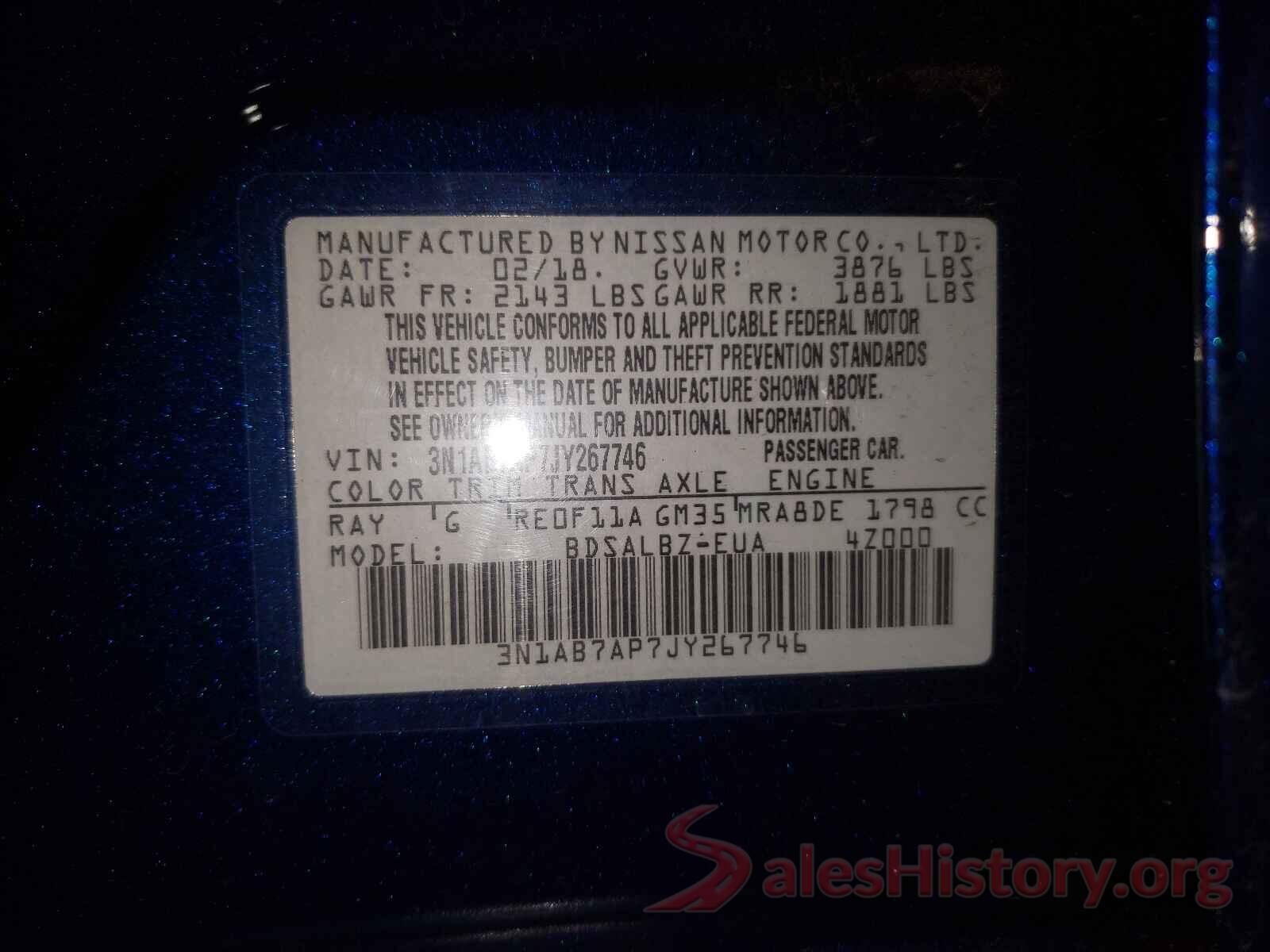 3N1AB7AP7JY267746 2018 NISSAN SENTRA