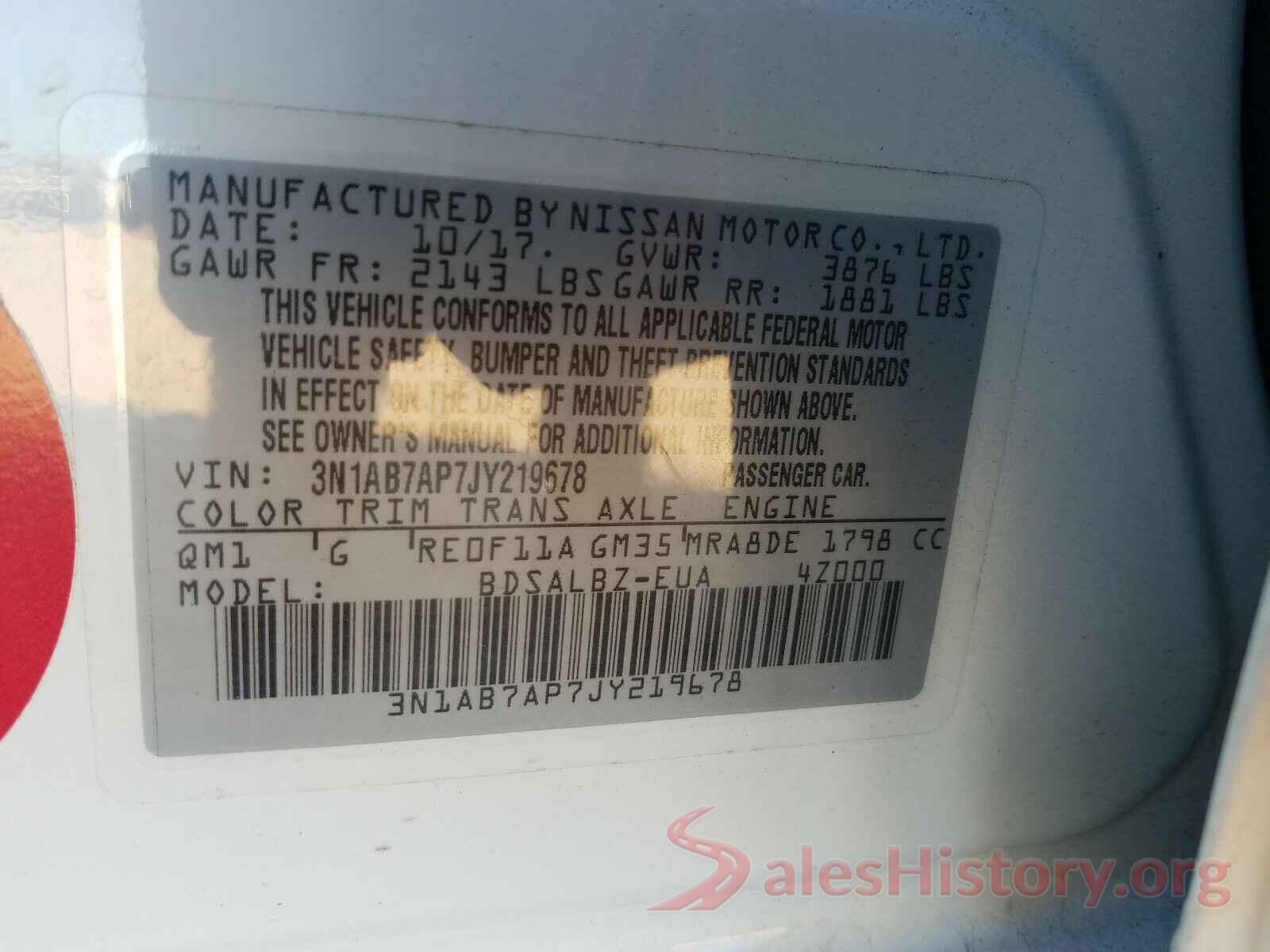 3N1AB7AP7JY219678 2018 NISSAN SENTRA