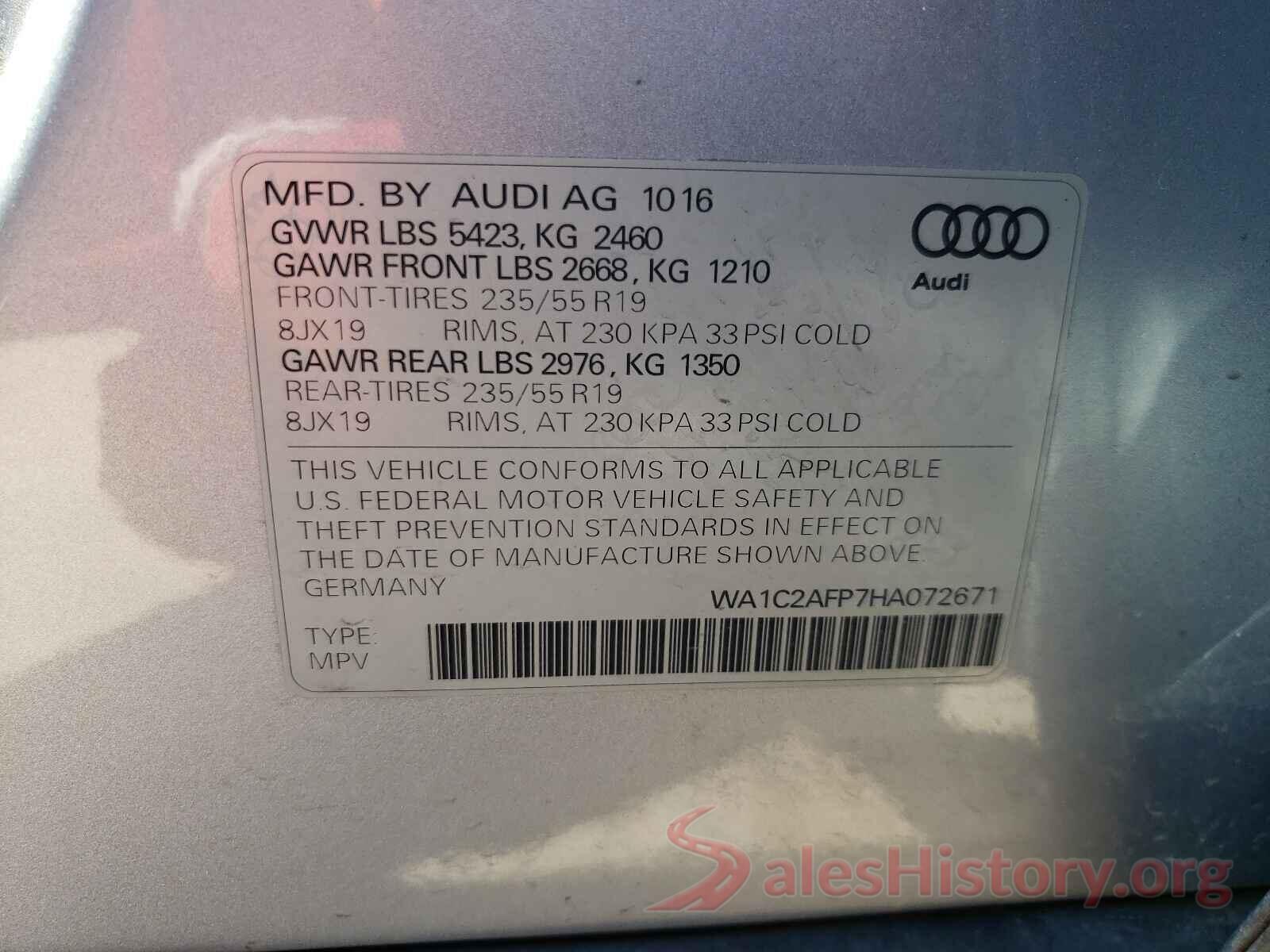 WA1C2AFP7HA072671 2017 AUDI Q5