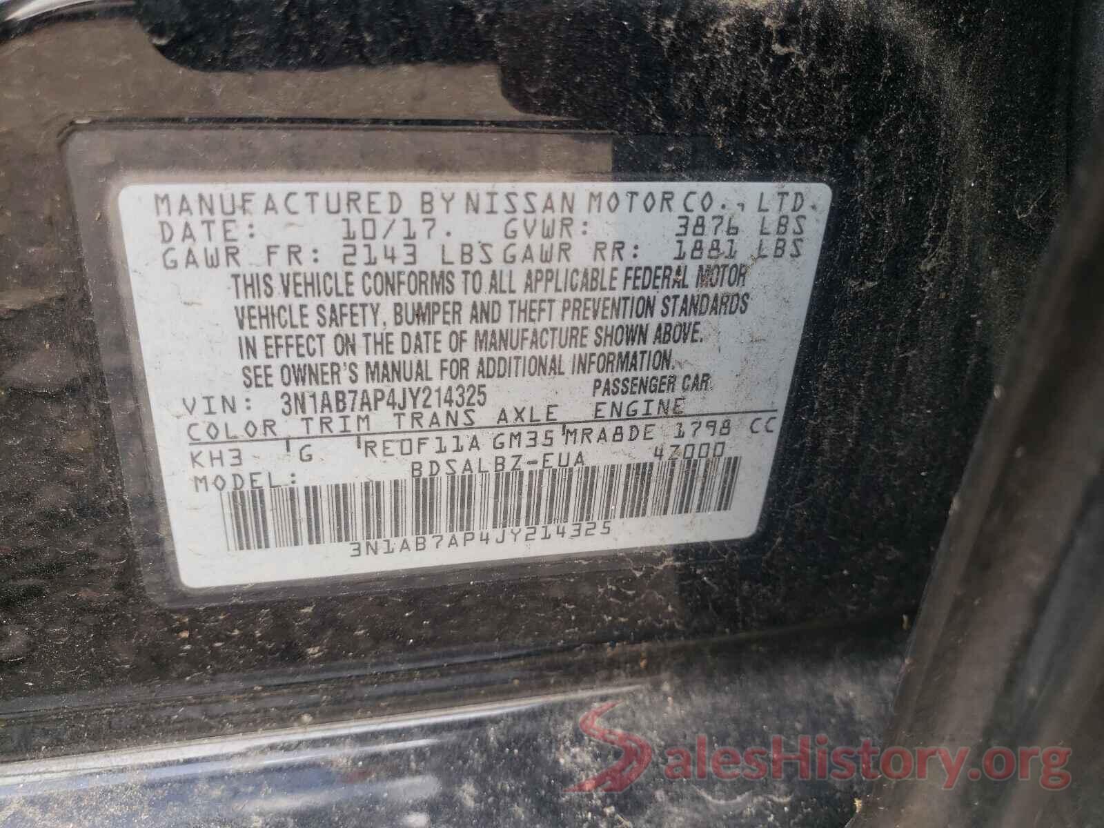 3N1AB7AP4JY214325 2018 NISSAN SENTRA