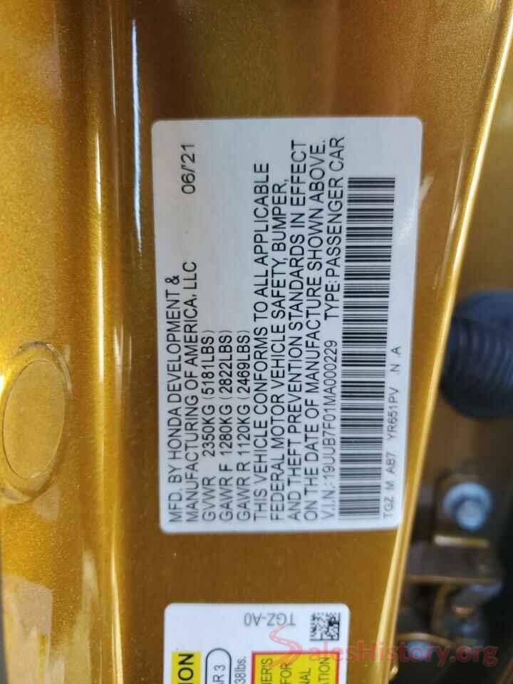 19UUB7F01MA000229 2021 ACURA TLX