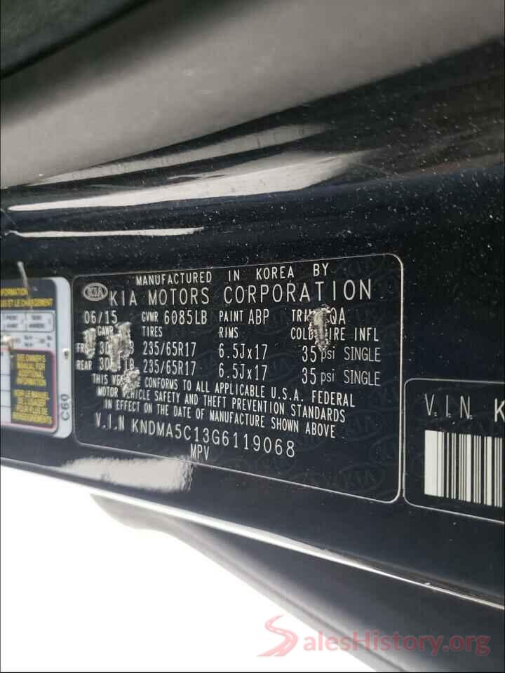 KNDMA5C13G6119068 2016 KIA SEDONA