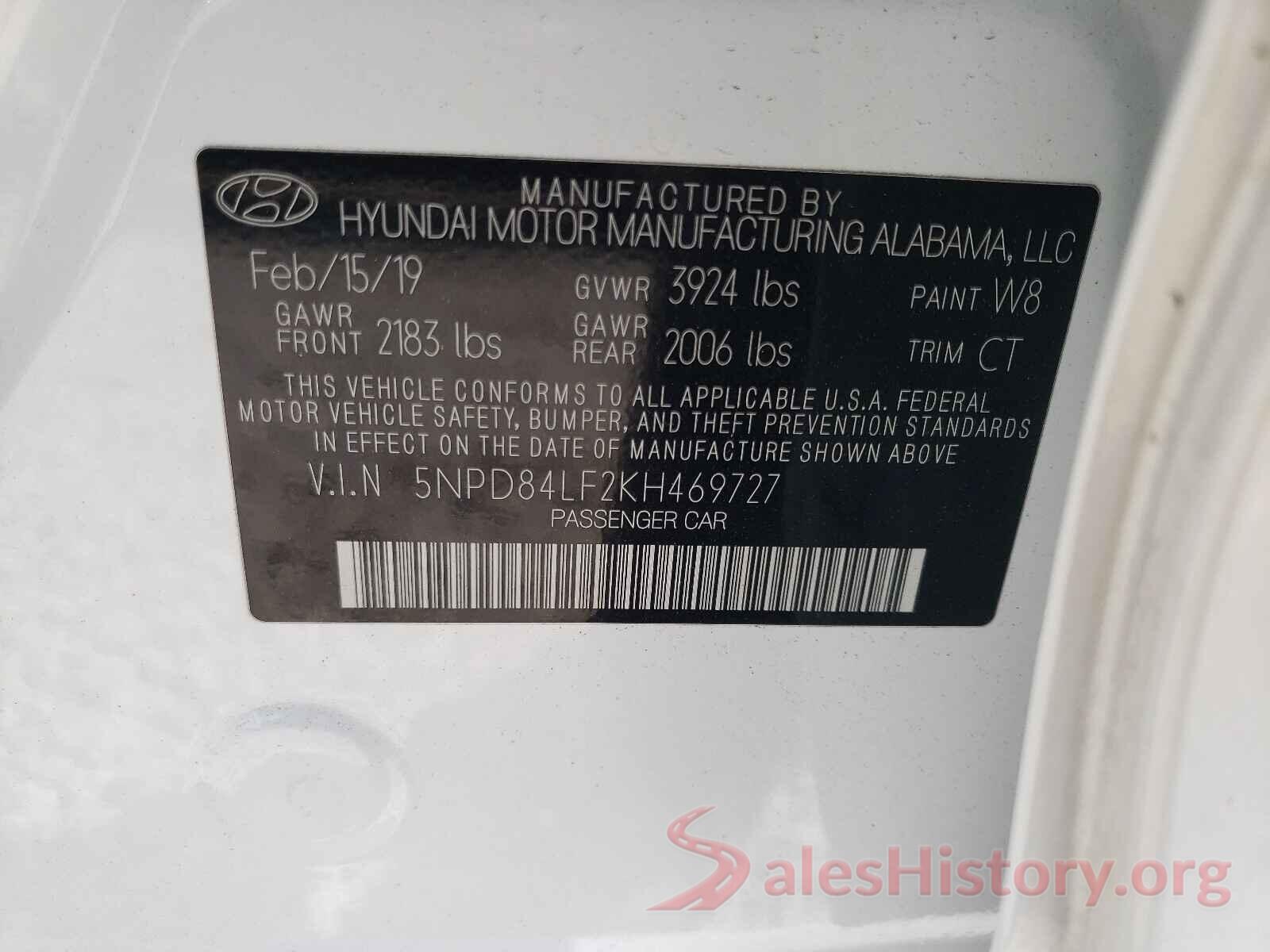 5NPD84LF2KH469727 2019 HYUNDAI ELANTRA