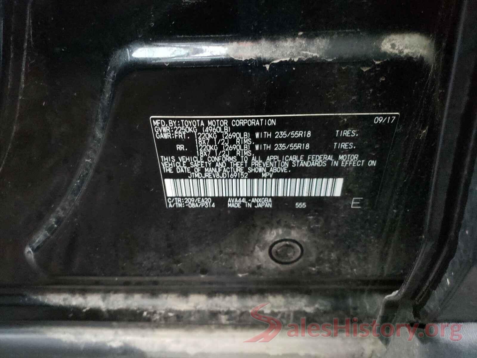 JTMDJREV8JD169152 2018 TOYOTA RAV4