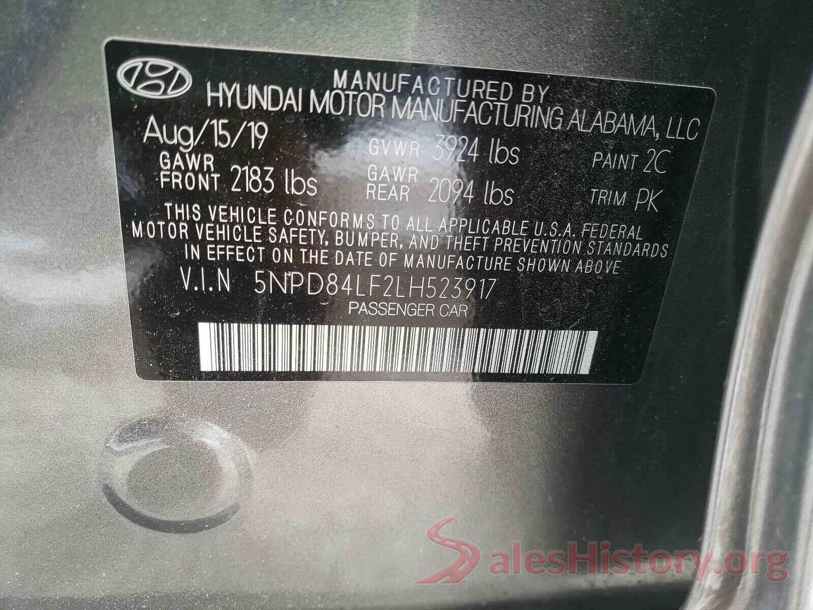 5NPD84LF2LH523917 2020 HYUNDAI ELANTRA