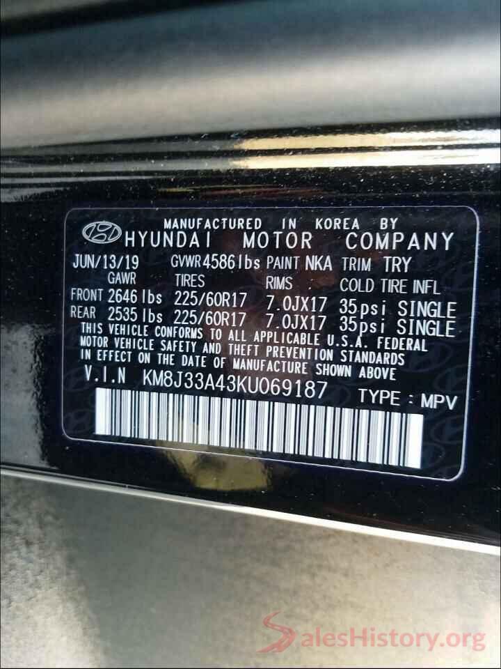 KM8J33A43KU069187 2019 HYUNDAI TUCSON