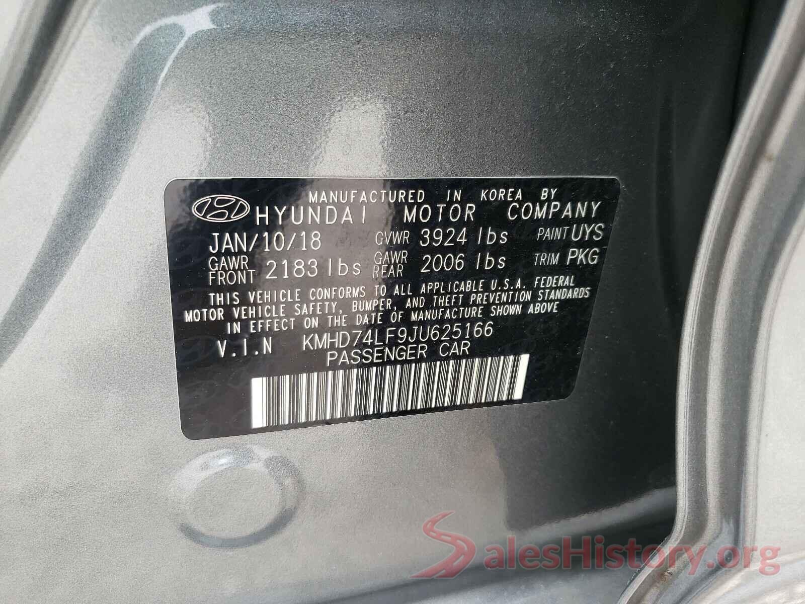 KMHD74LF9JU625166 2018 HYUNDAI ELANTRA