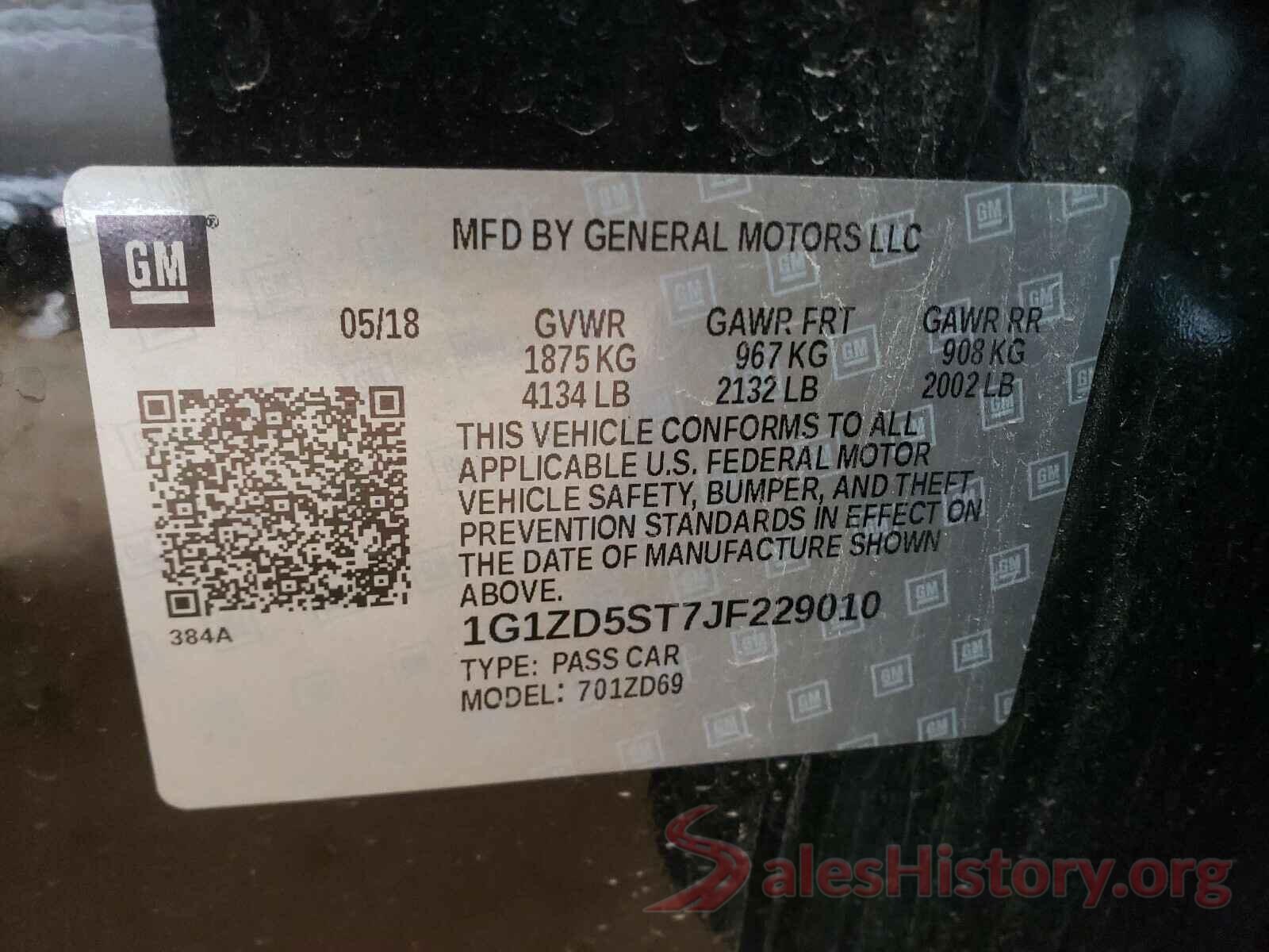 1G1ZD5ST7JF229010 2018 CHEVROLET MALIBU