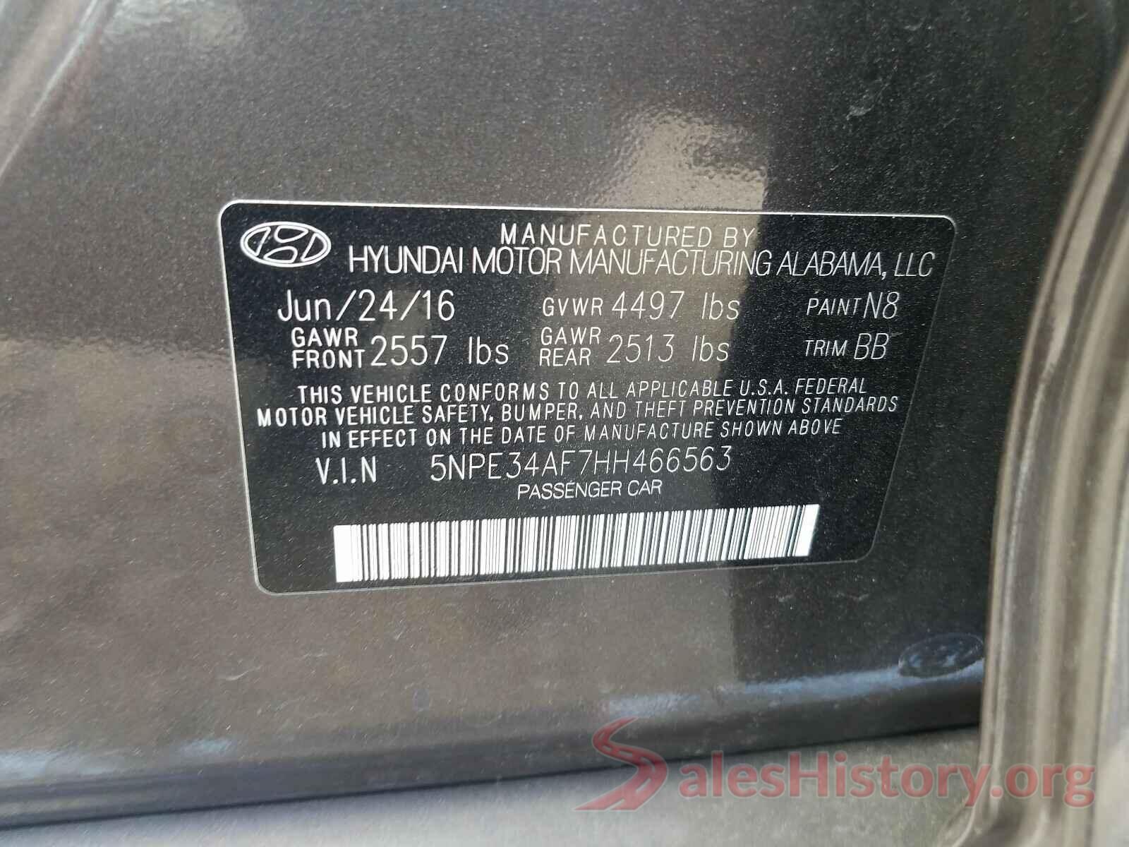 5NPE34AF7HH466563 2017 HYUNDAI SONATA