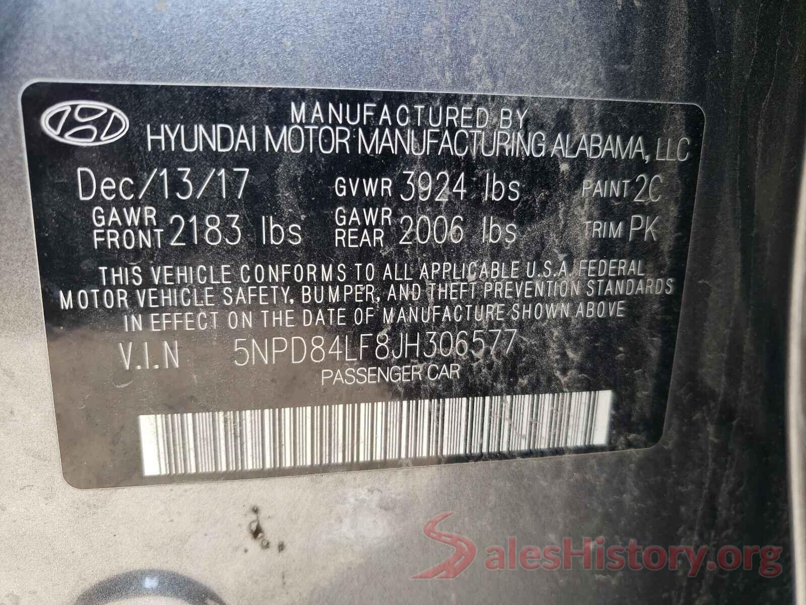 5NPD84LF8JH306577 2018 HYUNDAI ELANTRA