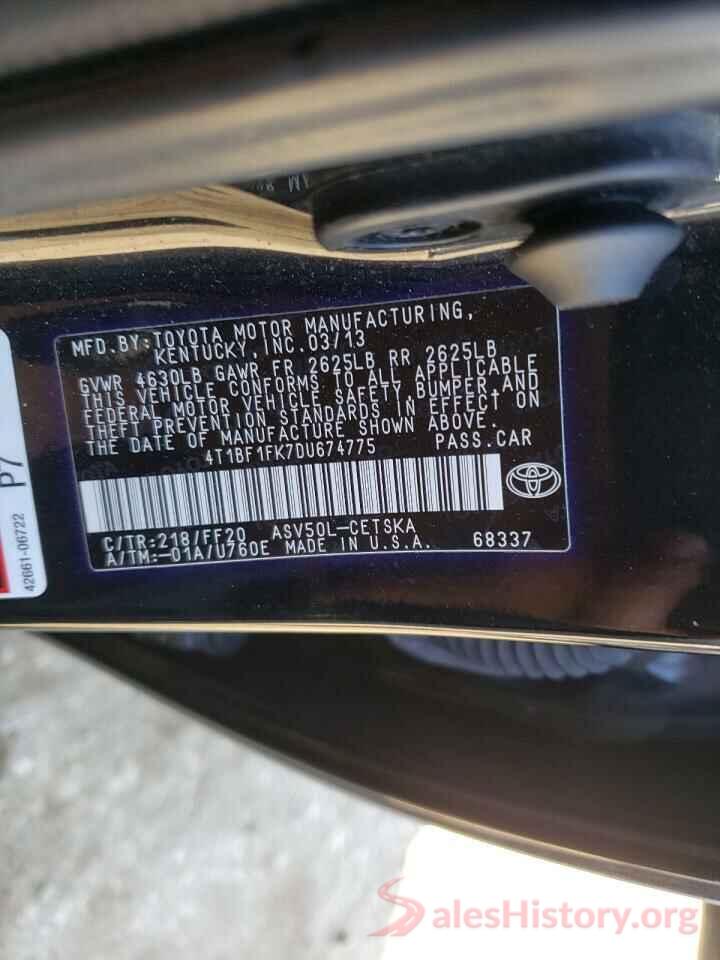 4T1BF1FK7DU674775 2013 TOYOTA CAMRY