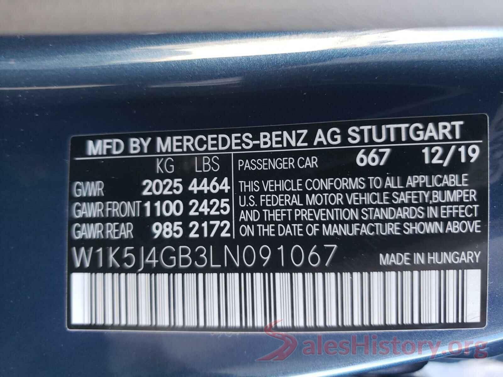 W1K5J4GB3LN091067 2020 MERCEDES-BENZ C CLASS