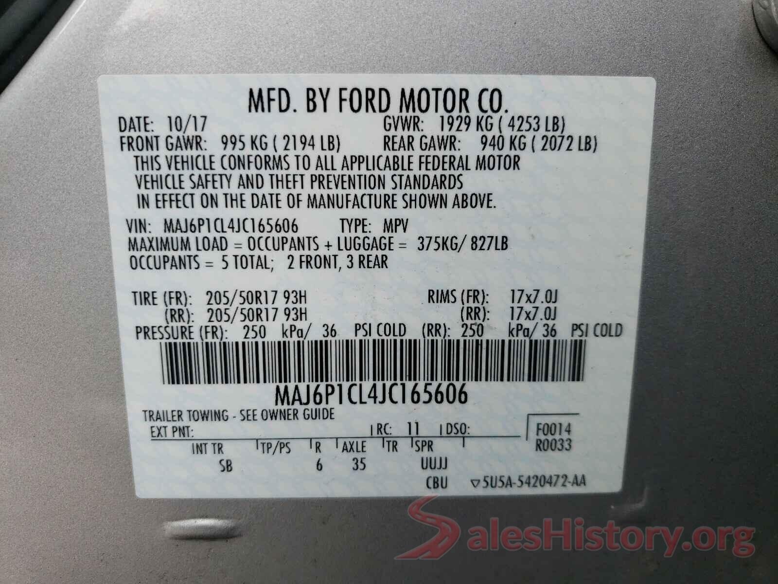 MAJ6P1CL4JC165606 2018 FORD ALL OTHER