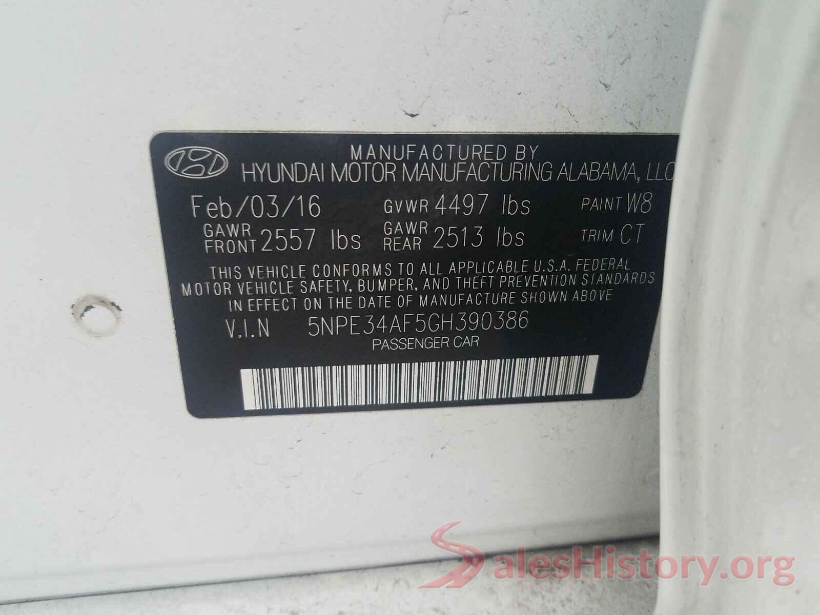 5NPE34AF5GH390386 2016 HYUNDAI SONATA