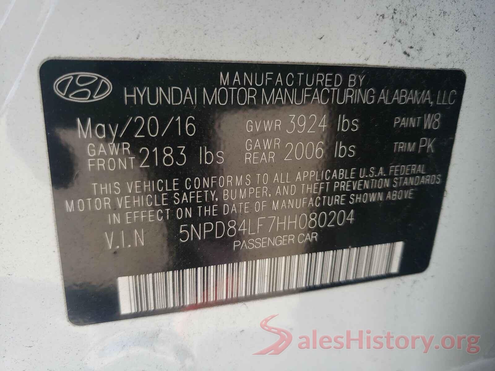 5NPD84LF7HH080204 2017 HYUNDAI ELANTRA