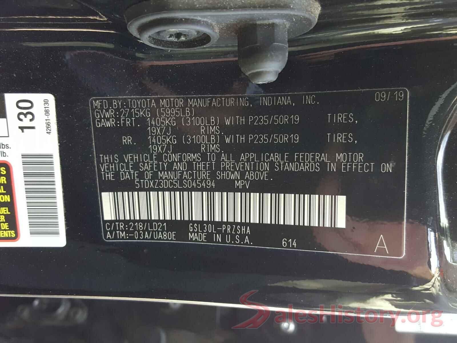 5TDXZ3DC5LS045494 2020 TOYOTA SIENNA