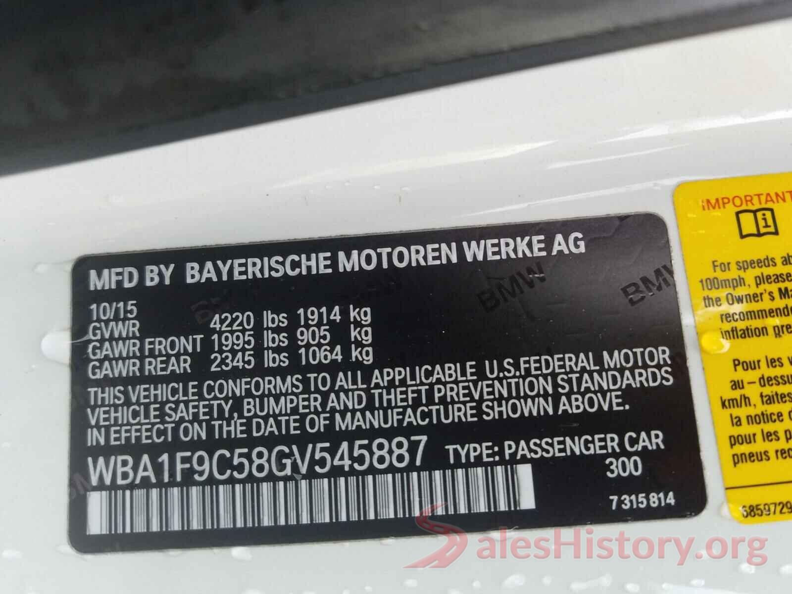 WBA1F9C58GV545887 2016 BMW 2 SERIES