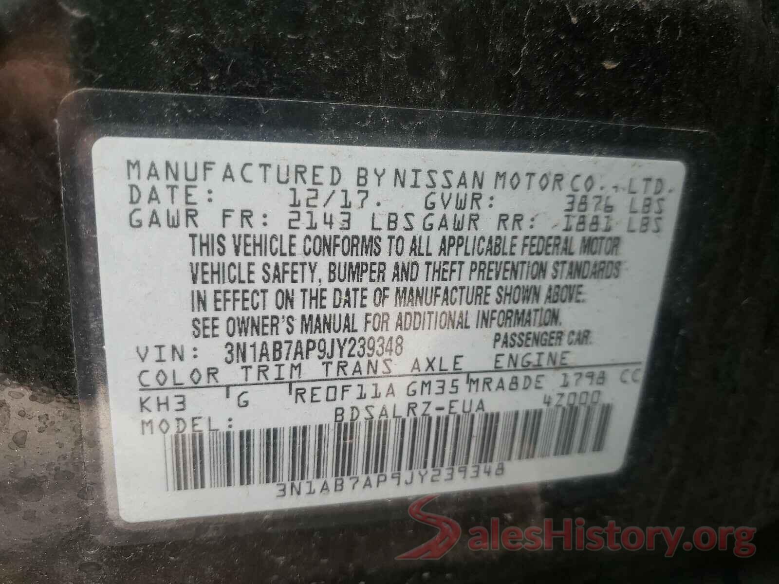 3N1AB7AP9JY239348 2018 NISSAN SENTRA